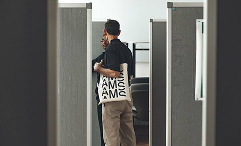 AMS students tote bag entrance